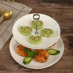 螺紋系列下午茶糕點盤 歐式 家用陶瓷串盤點心盤三層雙層果盤創意