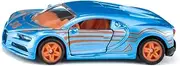 siku 1508 Bugatti Chiron Sports Car for Children, Metal/Plastic, Blue/Orange, Opening Doors