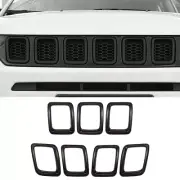 Car Mesh Front Grill Inserts Frame Trims Black Fit for Jeep Compass 2017-2020 (for: Jeep)
