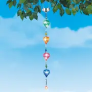 Solar LED Colorful Hot Air Balloon Hanging Garden Mobile Outdoor Yard Art Decor