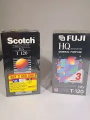 6 SEALED SCOTCH & FUJI NEW VCR T-120 Recordable Tapes A3