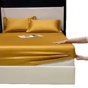 Catzon Soft Luxury Silky Satin Bed Sheets Pillowcase 3 Piece Set Bedding-OdinGold