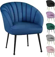 ALFORDSON Armchair with Velvet Upholstery, Leisure Occasional Accent Chair with Solid Chrome Steel Legs, Nursing Lounge Sofa for Reading Dressing Bedroom Living Room, Max 180kg, Kendra Blue