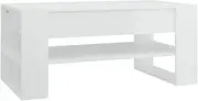 [vidaXL] Coffee Table: Chic High Gloss White Engineered Wood, Ideal Table for Living Room - with Convenient Storage Shelf.