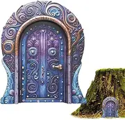 Fairy Doors for Trees Outdoor | Garden Fairy Door Wood Elf Door - Adorable Fairy Garden Art Doors, Garden Ornaments, Tree Trunk Decoration for Yard