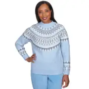 Alfred Dunner Swiss Chalet Fairisle Yoke Sweater Petite 40962UK