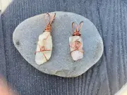 Rough Natural Green Kunzite Earth Brother’s Set Copper Wrapped Pendant Handmade