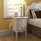 Nightstands 2 pcs with 2 Drawers MDF White Bedroom Furniture Storage Moder 60638