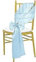 16x275cm Rose Pink Satin Sashes Bows Chair Cover Ribbons for Wedding Banquet Party Baby Shower Event Decorations,Sky Blue,24pcs