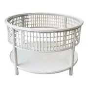 Bahama 79.5cm Bamboo Coffee Table w/ Glass Insert Round Furniture Rustic Birch