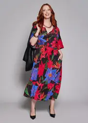 [TS] Taking Shape Natural Dahlia Maxi Dress Size 20 in Print, Viscose - Plus Size Women's Clothing Print