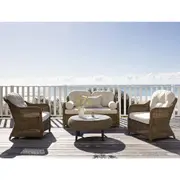 Plantation Outdoor Wicker Lounge Suite with Coffee Table - Outdoor Lounges