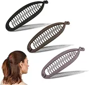 QOWUXHZ Pack of 3 Banana Clip Banana Hair Clips Women's Hair Clip Banana Girls Vintage Banana Hair Clips Ponytail Banana Clips Hair Clips Fish Tail