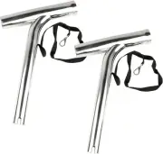 2PCS Stainless Steel Outrigger Fishing Rod Holder for Marine Boat Yacht silver