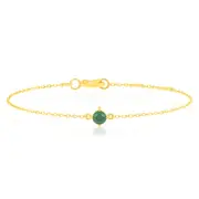 0.24 Carat Created Emerald Adjustable Bracelet 17cm in 9ct Yellow Gold