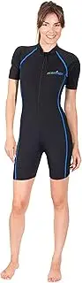 [EcoStinger] Women Sunsuit Sun Protective Swimwear UPF50+ Chlorine Resistant Black Blue Stitch