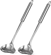 CRILSTYLEO Restaurant Sauce Ladle Set Stainless Steel Spoon Spout Long Handle Soup Ladle Gravy Serving Spoon