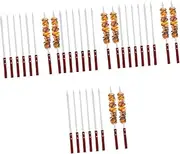 4sets 6 Pcs Flat Barbecue Skewers Stainless Steel Metal Kabob Skewers with Comfortable Wooden Handles for Safe Grilling for Parties Picnics and Outdoor Cooking 6pcs*4