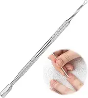 Cuticle Pusher Tool Stainless Steel,Nail Care Tool for Cuticle Removal, Manicure Pusher Model Dual-Ended Nail Cuticle Remover with Non-Slip Grip Handle for Manicures and Pedicures - Silver