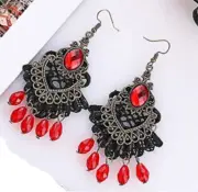 3” Bronze-tone Earring Boho Bead Set Dangle Drop Hook New Free Ship 6590