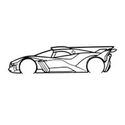 Ignite Laser Bugatti Bollide Silhouette Metal Wall Art Coated Black 15.7inch/40cm