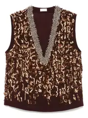 [Dries Van Noten] sequin-embellished vest 42 Purple