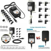 Outtag 15W Universal AC DC Adapter 3V 4.5V 5V 6V 7.5V 9V 12V Portable, Black