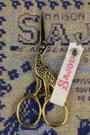 French Sajou Embroidery Scissors Cigo - Stork Small Gilded