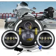 7"inch LED Headlight + 4.5" Passing Lights for Harley-Davidson Touring Road King