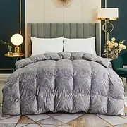 White Goose Feather Down Duvet 13.5Double Size 100% Cotton Anti Dust Mite Down Proof Fabric Anti Allergen Box Baffle Construction Washable at Home Range (G 200 * 230cm 2.5kg)