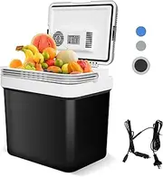 YOPOWER 24 Liter Mini Car Fridge, Portable Camping Refrigerator Thermoelectric Iceless for Home Travel, Black