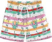 [RPLIFE] Kids Swim Trunks for Boys, Anti Chafe Swim Trunks for Boys 2 T, Nautical Sailboats Starfish