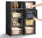 Folding Closet Organizer Storage for Shelves, 5 Pack Stackable Plastic Storage