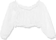 [Daisy corsets] Women's White Sheer Lace Long Sleeve Peasant Top