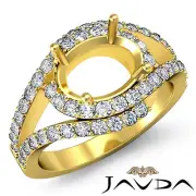 Diamond Anniversary Oval Shape Semi Mount Ring 0.63Ct VS1-VS2 14k Yellow Gold