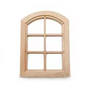 1:12 Dollhouse Miniatures Wooden Arc Top 6 Pane Window European Style Bedroom
