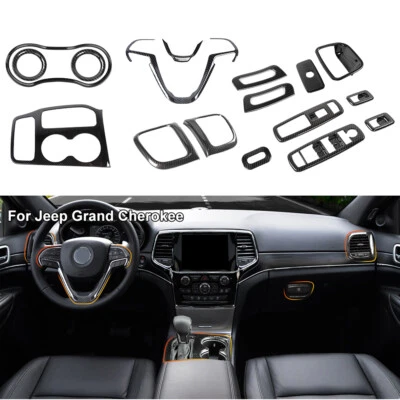 17x Interior Decoration Cover Trim For Jeep Grand Cherokee 2016-21 Carbon Fiber (for: Jeep)