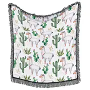 Flowering Cactuses and Alpacas Throws