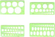 Geometric Drawings Templates, 4Pcs Plastic Circle Oval Triangle Shape Stencil,Circle and Oval Template Measuring Templates Ruler,Geometric Drawing Stencil Ruler for Architecture, Office