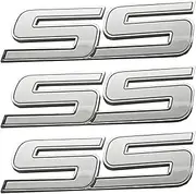 3pcs Front Door SS Emblem 3D Badge Nameplates Replacement for 06-10 Chevy Impala Trailblazer SS 15211285 Origianl Size (White)