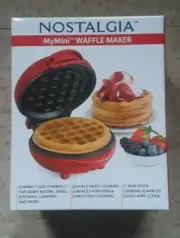 Nostalgia My Mini Waffle Maker 5" Cooking Surface [Brand New Factory Sealed] Red