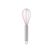 Manual Stainless Steel Handle Silicone Multi-Purpose Egg Beater Cake Cream Whisk Handheld Mixer Baking Tool (Pink, 8 Inches)