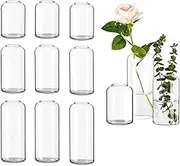 Glasseam Glass Bud Vases for Centerpieces - Clear Small Flower Vases, Set of 12, Handmade Modern Decorative Vases for Flowers, Wedding Centerpiece, Dining Table Decoration