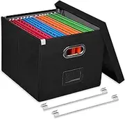 Umtiti A4-Size File Organizer Box with Lid, Letter Size, File Folder Storage, Easy Slide Durable Hanging File Box for Office/Decor/Home,Black.S-UK