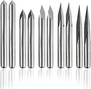 IDGGDI 10pcs CNC Router V Bits, 3 Edge Pyramid Engraving, 1/8" Shank CNC 3D Milling Cutter| 20/30/45/60/90 Degrees, 0.1mm Tip