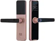 Tuya App Biometric Fingerprint Locks Smart Door Lock Remote Unlocking Keyless Lock Digital Electronic Lock Slimline Design(180x22(5050),Pure Copper) Aqiong
