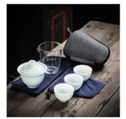 Portable Porcelain Chinese Gaiwan Tea Set Travel Bag Teapot Tea Cup Pitcher Gift