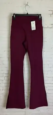 Lavento Womens Bootcut Pocketed Maroon Yoga Pants Size S