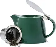 [VAHDAM] Porcelain Tea Pot- Dark Green (500ml/17oz) Fine Handcrafted Teapot with Infuser | Blooming and Loose Leaf Tea Maker Set Gifts | Tea Gift Set