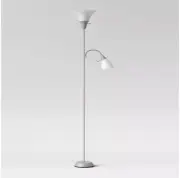 Room Essentials™ ~ 3-Way Switch ~ Silver Floor Lamp w/Task Lamp ~ Plastic Shade